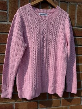 Pink Cable Knit Crewneck Sweater XL NWT